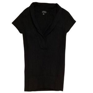 Aqua Women's Cashmere Black Short Sleeve Sweater Size S Wardrobe Staple Capsule